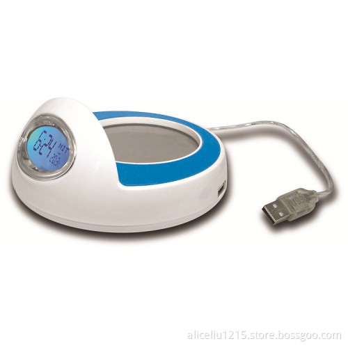 USB cup warmer with 4 ports,usb mug warmer,cup warmer with LCD clock
